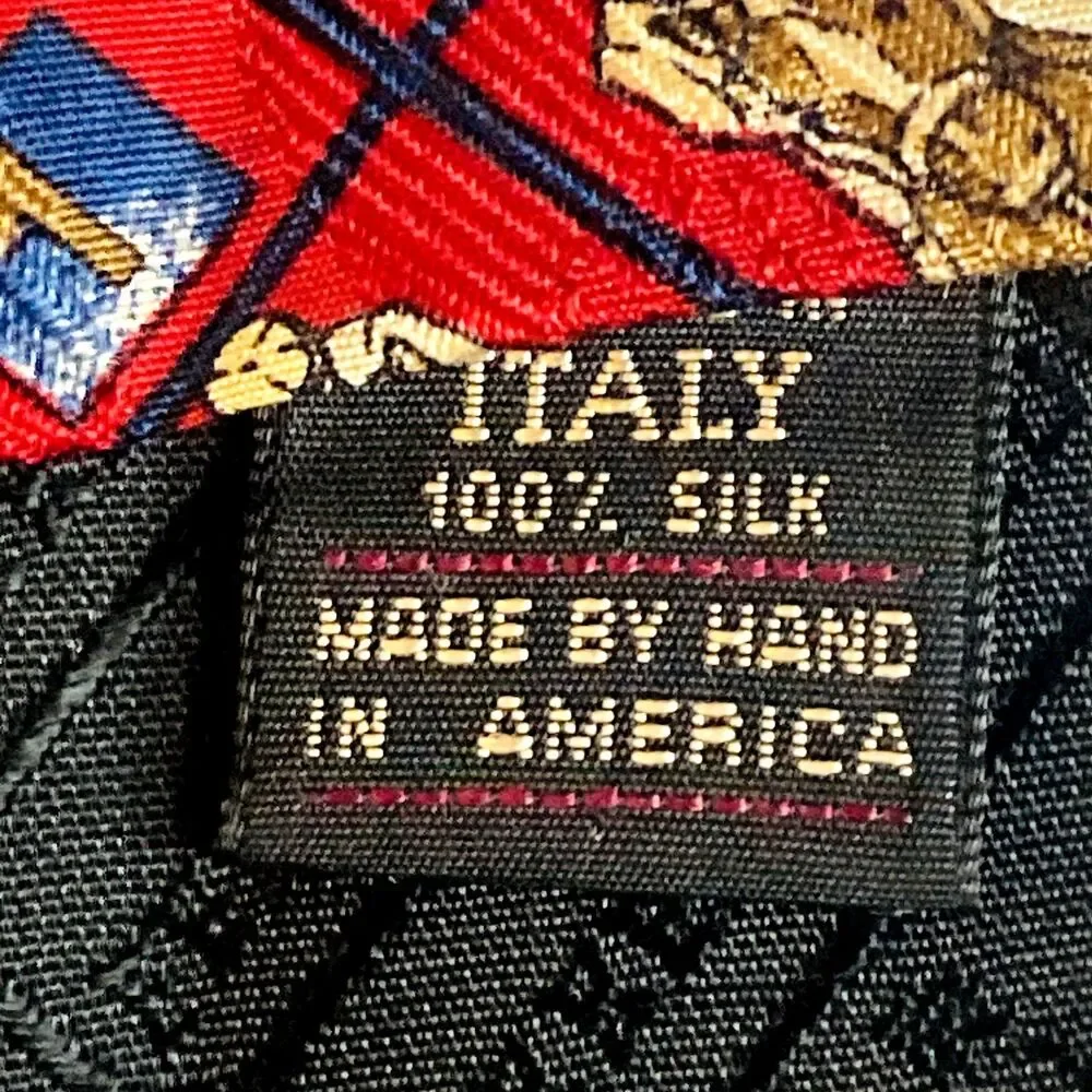 Ferrell Reed Vtg Tie Horse Racing Jockey Red Italian Silk Kentucky Derby USA Y2K